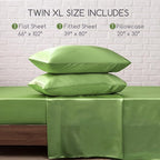 MR&HM Satin Bed Sheets, Twin XL Size Sheets Set, 3 Pcs Silky Bedding Set with 15 Inches Deep Pocket for Mattress (Twin XL, Sage)