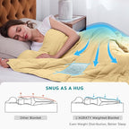 L'AGRATY Weighted Blanket - 60"x80" 15lbs Cooling Breathable Heavy Blanket Microfiber Material with Glass Beads for Adult All-Season Summer Fall Winter Soft Thick Comfort