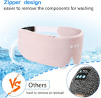 ALASKA BEAR Sleep Headphone Headband Bluetooth 5.2 HD Stereo Noise Reduction Eye Contour Built-in Mask w/Thin Speakers Wireless Audio Sports Headgear(Pink)
