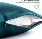 ALASKA BEAR Silk Pillowcase for Hair and Skin, 100% Mulberry Silk Pillow Cases Queen Size for Bliss Sleep with Random Color Scrunchy Gift Set Better Than Poly Satin, 1pc, Teal/Dark Turquoise
