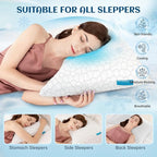Side Sleeper Pillows for Adults, Cervical Pillow for Side Sleepers, Cooling Pillow with Ergonomic Design, Adjustable Crescent Shredded Memory Foam Pillows for Neck and Shoulder Pain Relief
