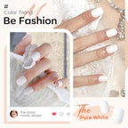 Modelones Pure White Press on Nails for Women, Short Square Fake Nails, Reusable Nail Kit with Nail Glue Adhesive Tabs Mini Nail File, Spring Nails Press Ons 32Pcs16 Sizes, Women Girl Gift