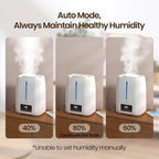 6L Top Fill Ultrasonic Humidifier - Cool and Warm Mist for Bedroom, Baby, Large Rooms & Plants, Smart Humidity Control, Aroma Diffuser, Night Light, 12H Timer, Quiet