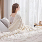 NEWCOSPLAY Super Soft Twin Blanket Ivory Premium Silky Flannel Fleece 3D Checkered Lightweight Bed Blanket All Season Use (Ivory Checkered, Twin(60"x80"))