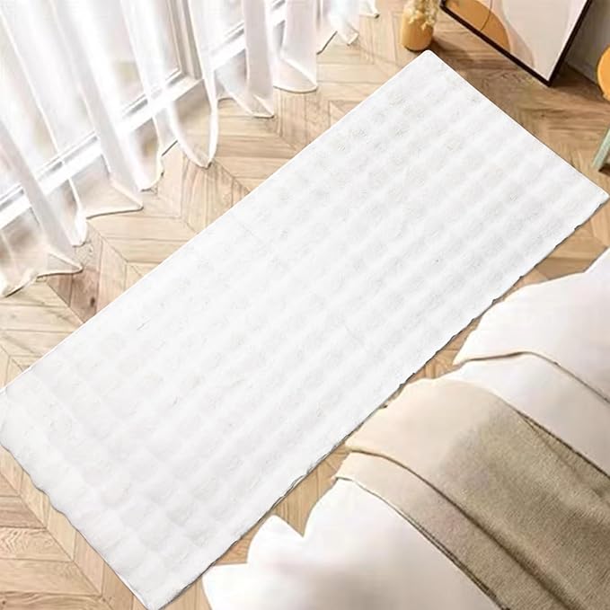 ABREEZE Thick Rabbit Plush Runner Rug 2.6'X 6',Solid White Faux Rabbit Bedroom Rug Super Soft Faux Fur Non-Slip Sofa Cover for Bedroom Carpet, Floor pad, Window Bench mat