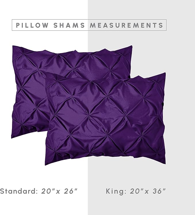 Elegant Comfort 8-Piece Pinch Pleated Comforter Set - All Season Complete Bed in a Bag, Includes 4pc Smart Sheet Set, Bed Skirt, Comforter, Matching Pillowcases and Shams, Full/Queen, Purple