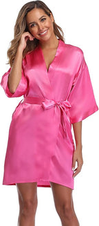 Robe for Women Silky Lightweight Satin Kimono Bride Bridesmaids Wedding Party Robes Dressing Gown Summer Loungewear