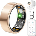Ring Health Tracker for Women Men, Fitness Ring with Heart Rate,Blood Oxygen,Sleep Monitor,Calories, Step Counter, IP68 Waterproof Smart Ring for iPhone & Android, No Subscription Fee (Rose Gold, 6#)