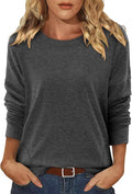 Magritta Women's Long Sleeve Leopard Color Block Tunic Comfy Crewneck T Shirt Tops Black XL
