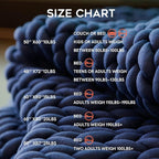 YnM Weighted Blanket, Handmade Chunky Knitted Design, Soft and Cozy, Temperature Regulating and Breathable, Machine Washable Throw for Sleep or Home Decor (Prussian Blue, 60x80 Inch, 20lbs)