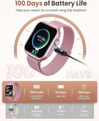 Smart Watch for Women Men Fitness: Smartwatch for iPhone Android with SpO2 Blood Oxygen/Heart Rate Monitor, Sleep Tracking, Bluetooth Calls , 120+ Sports Modes, IP68, 2 Bands 30-Day Battery Life