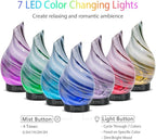 Essential Oil Diffuser Aromatherapy Diffuser - Art Glass Oil Diffuser with Auto Shut-Off Protection 4 Timer Setting 7 Colors Changed LED Night Light for Home Office Decor Gift (Diffuser&Oils Set)
