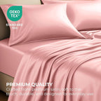 Satin Sheets California King [4-Piece, Pink] Luxury Silky Bed Sheets - Extra Soft 1800 Microfiber Sheet Set, Wrinkle, Fade, Stain Resistant - Deep Pocket Fitted Sheet, Flat Sheet, Pillow Cases