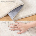 SHACOS Silky Soft Faux Rabbit Fur Area Rug 3'x5' Non Slip Washable Padded Throw Rugs Fluffy Cozy Indoor Modern Carpet for Living Room Bedroom Dining Room Kids Room Dorm Home Decor, Cream