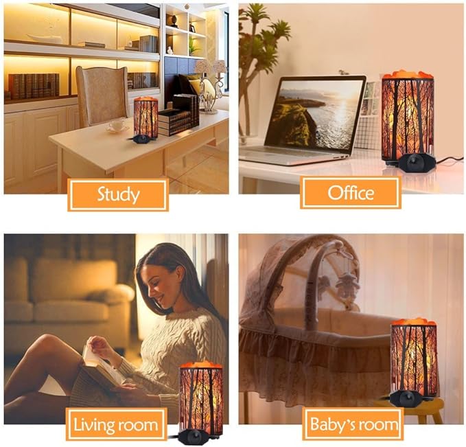 Shineled Salt Lamps, Natural Himalayan Salt Lamp, Forest Salt Lamp with Dimmer Switch, Salt Crystal Night Lights, Retro Metal Basket Decor Desk Lamp with Extra 25W Lamp Bulbs (Retro Red)