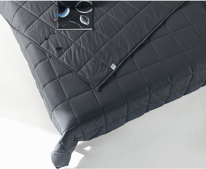 TONGDADA California King Size Weighted Blanket | 90''x108'',25lbs | Perfect for Couples | Premium Cotton Material with Glass Beads | Dark Grey