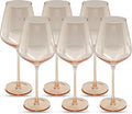 Saludi Original Light Peach Wine Glasses, 16.5oz (Set of 6) Color of the Year Glass - Great for All Wine Types and Occasions or Gifts - Luxury, Durable, Hand-Blown