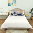 Satin Pillowcase for Hair and Skin, Japanese Wave Ocean Silk Pillowcase Soft and Cozy Body Pillow Covers, Standard Size Satin Pillow Cases with Envelope Closure(20x26 Inch), 1PC