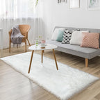 Fluffy White Faux Fur Rug Runner 2x6 ft, Soft Faux Sheepskin Rug White Furry Carpet for Living Room Bedroom Luxury Room Decor, Washable Plush Runners for Bedside Nursery Playroom Fur Carpet