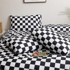CLOTHKNOW Black White Plaid Twin Comforter Set Grid Bedding Comforter Sets Soft Checker Black and White Comforter with 2 x Pillow Cases
