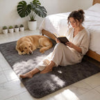 Grey Solid Plush Shag Rug 5x7 – Fluffy Soft Long Pile Indoor Non-Slip Rugs for Living Room, Bedroom, Bedside, Kids Room, Playroom, Cozy Modern Solid Color Carpet