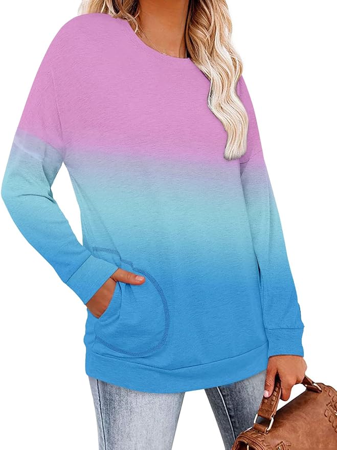 Magritta Women's Long Sleeve Leopard Color Block Tunic Comfy Crewneck T Shirt Tops Black XL