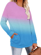 Magritta Women's Long Sleeve Leopard Color Block Tunic Comfy Crewneck T Shirt Tops Black XL