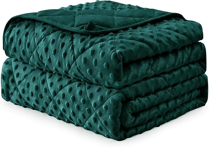 Green Weighted Blanket for Adults 15lbs, 48"x72", Twin Full Size Cooling Minky Heavy Throw Blanket for 120-160lbs, Soft Winter Thick Big Blankets Weighted Comforter Gift for Sleeping