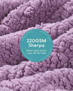 Cottonblue Jacquard Weighted Blanket 15lbs for Adults Twin Full Size, Soft Fuzzy Sherpa Fleece Weighted Throw Blankets 48x72 in for Relax and Sleep, Cozy Heavy Bed Blankets with Glass Beads, Purple