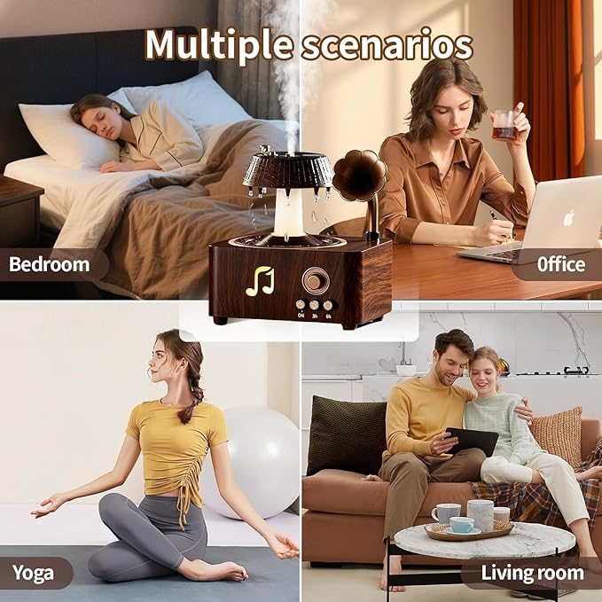 Essential Oil Diffuser, Humidifiers For Bedroom, 250ml Cool Mist Rain Diffuser, 7 Colors LED Ambient Light & Auto Shut-Off When Water Runs Out, for Office, Study Room, Yoga, Relaxation & Home