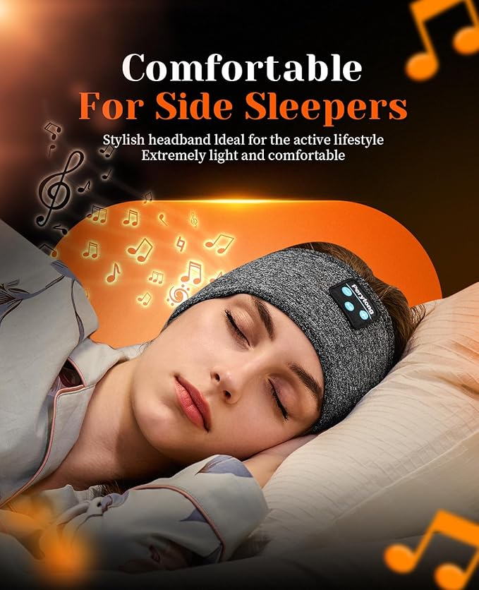 2 Pack Sleep Headphones Bluetooth 5.4 Headband, Wireless Sleeping Headband Headphones with Ultra-Thin Stereo Speaker for Side Sleepers, Sweat Resistant Sport Headband for Workout Yoga Running