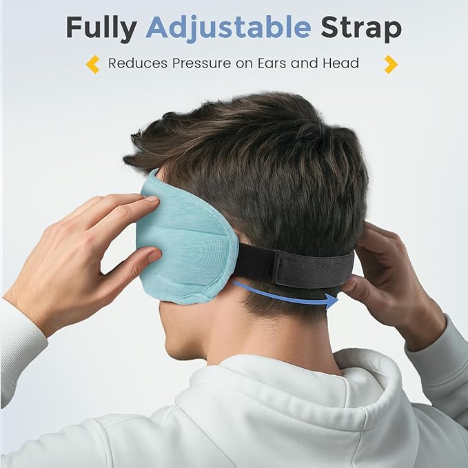 Sleep Headphones with Bluetooth 5.4 Sleep Mask, Bamboo Cotton Music Wireless Bluetooth Eye Mask for Sleeping, Earphones HD Speaker Microphone for Travel, Gifts for Men Women(Blue)
