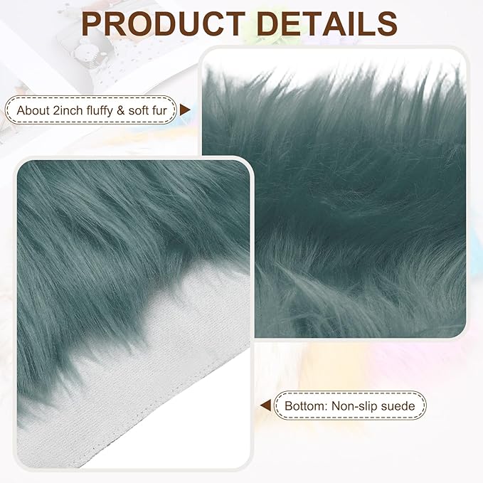 PATIKIL 12" Locker Rug, Small Area Rug Mini Faux Fur Rugs Small Locker Carpet Soft Fluffy Tiny Photography Props Square for Nail Photo Tabletop Background Picture Decoration, Dark Gray