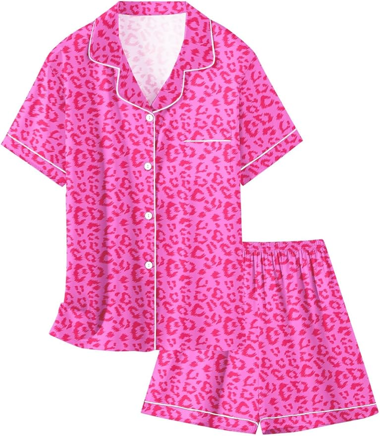 Girls & Womens Satin Pajamas Set, Silk Button-Down Sleepwear 2 Piece Nightwear, 3 Years - Women XXL