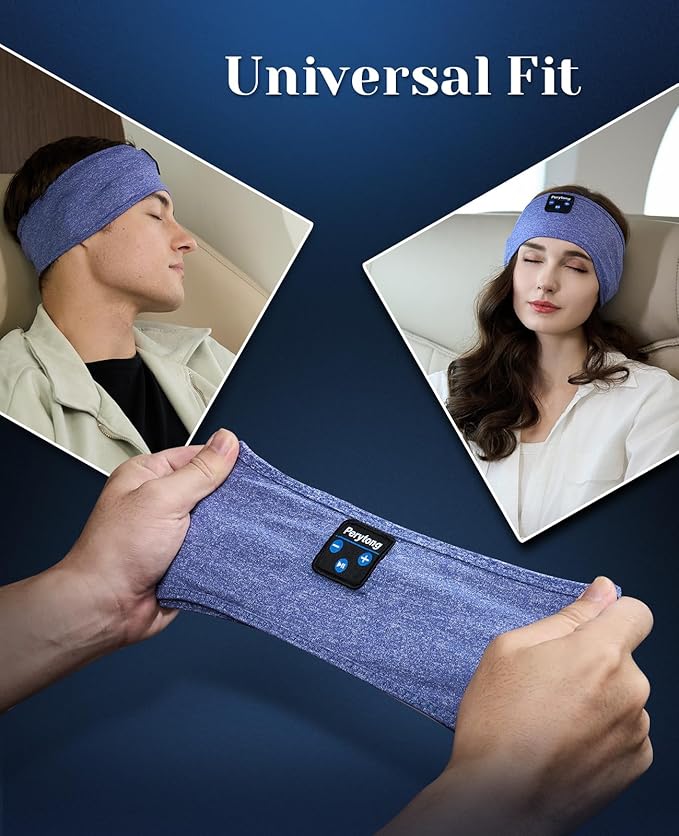 Perytong Sleep Headband Headphones, Sleeping Bluetooth 5.4 Headphones for Side Sleepers, Over-Ear Earphones with Ultra-Thin Stereo Speakers, Soft Sleep Mask Sports Headband for Men Women, Gadgets