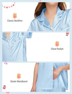 EPLAZA Kids Satin Pajamas Sets Girls Boys Button-Down Silky Pajamas Sleepwear with Hairband Eye Mask Hair Tie