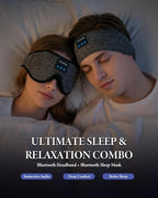 2 Pack Bluetooth Sleep Mask & Sleep Headphones, Skin-Friendly Sleeping Eye Mask with Bluetooth Headphones, Sleep Gifts for Women Men, AudioBooks, Insomnia, Yoga, Air Travel, Meditation, Christmas