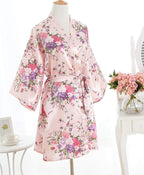 Women's Satin Robes Floral Bridesmaid Robes Short Silk Kimonos Sleepwear