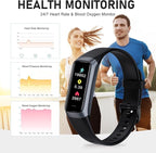 Fitness Tracker, Activity Trackers with 24/7 Heart Rate, Blood Oxygen Blood Pressure Sleep Monitor, Step Counter with 1.1" AMOLED Touch Color Screen, Calorie Pedometer Health Smart Watch for Women Men