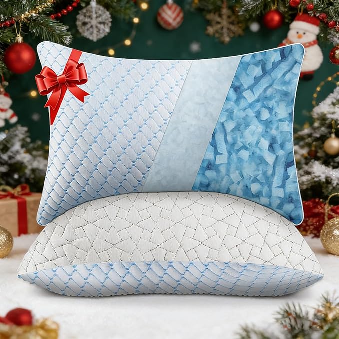 WOLKI King Size Pillows Set of 2 Shredded Memory Foam Pillows 2 Pack, Adjustable Firm Pillow for Side Sleepers, Back, Stomach, Hot Sleepers (20x36)