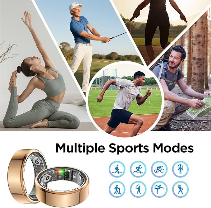 BENIO Gen 2 Smart Ring for Women & Men, Heart Rate,Fitness Tracker with Sleep，Step/Sleep/Blood Oxygen/Heart Rate Tracker, 5ATM Waterproof for iOS and Android,No Subscription, Xmas Gifts,Rose Gold 8