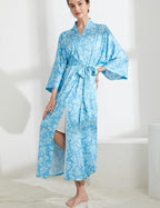 Aensso Long Soft Lightweight Silky Kimonos Robes for Women, Luxury Japanese Floral Womens Kimono Robe