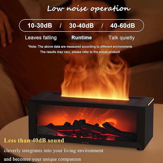 Fireplace Essential Oil Diffuser, 150ml Aromatherapy Diffuser, Ultrasonic Cool Mist Humidifier, 7 Colors Firelight Flame Diffuser with Remote for Home Office