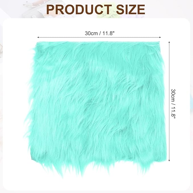 PATIKIL 12" Locker Rug, Small Area Rug Mini Faux Fur Rugs Small Locker Carpet Soft Fluffy Tiny Photography Props Square for Nail Photo Tabletop Background Picture Decoration, Cyan Blue