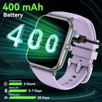 Smart Watch for Men Women, 1.85" HD Fitness Tracker with Bluetooth Calls, 5 ATM Waterproof, 130+ Sport Modes, 24/7 Heart Rate/Sleep Monitor, Pedometer, Calories, Smartwatch for Android iOS (Purple)