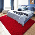 DETUM Red Rug 6x9 Feet - Fluffy Red Area Rugs for Bedroom Shaggy 6' X 9' Living Room Rug Soft Rugs for Kids Room Non-Slip Nursery Office Dorm Washable Carpets Home Decor