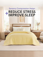YnM 12lbs Weighted Blanket for Adults, Heavy Bed Throw Blanket with Cooling Glass Beads for All Season Use, Ideal for ~110lbs (48x72 Inches, Twin/Full, Pastel Yellow)