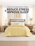 YnM 12lbs Weighted Blanket for Adults, Heavy Bed Throw Blanket with Cooling Glass Beads for All Season Use, Ideal for ~110lbs (60x80 Inches, Queen, Pastel Yellow)