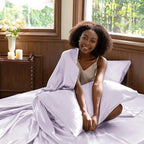 CozyLux Satin Sheets Queen Size Bed Set - 4 Piece Silky Queen Sheet Set, Luxury Taro Purple Queen Sheets with Smooth and Soft Microfiber, Includes 1 Fitted Sheet, 1 Flat Sheet and 2 Pillowcases
