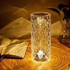Can Switch 16 Colors Artificial Crystal Table Lamp, RGB Color Changing Rose Diamond Design with Remote Control USB Charging Touch Sensor Ambient Lighting for Living Room Party (3 Colors-Large)